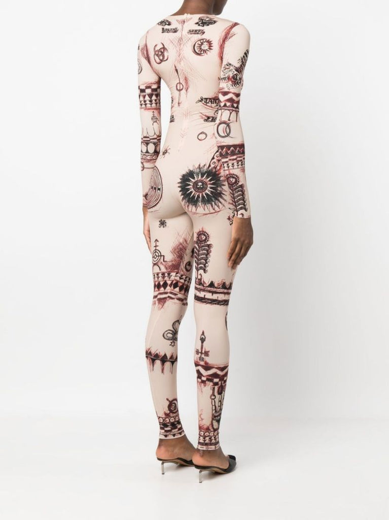Neutral Geotic Print Jumpsuit