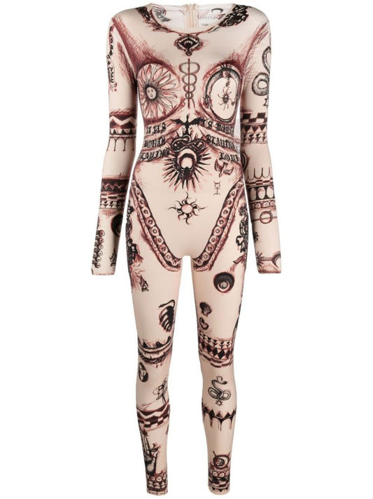 Neutral Geotic Print Jumpsuit