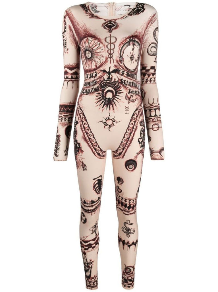 Neutral Geotic Print Jumpsuit