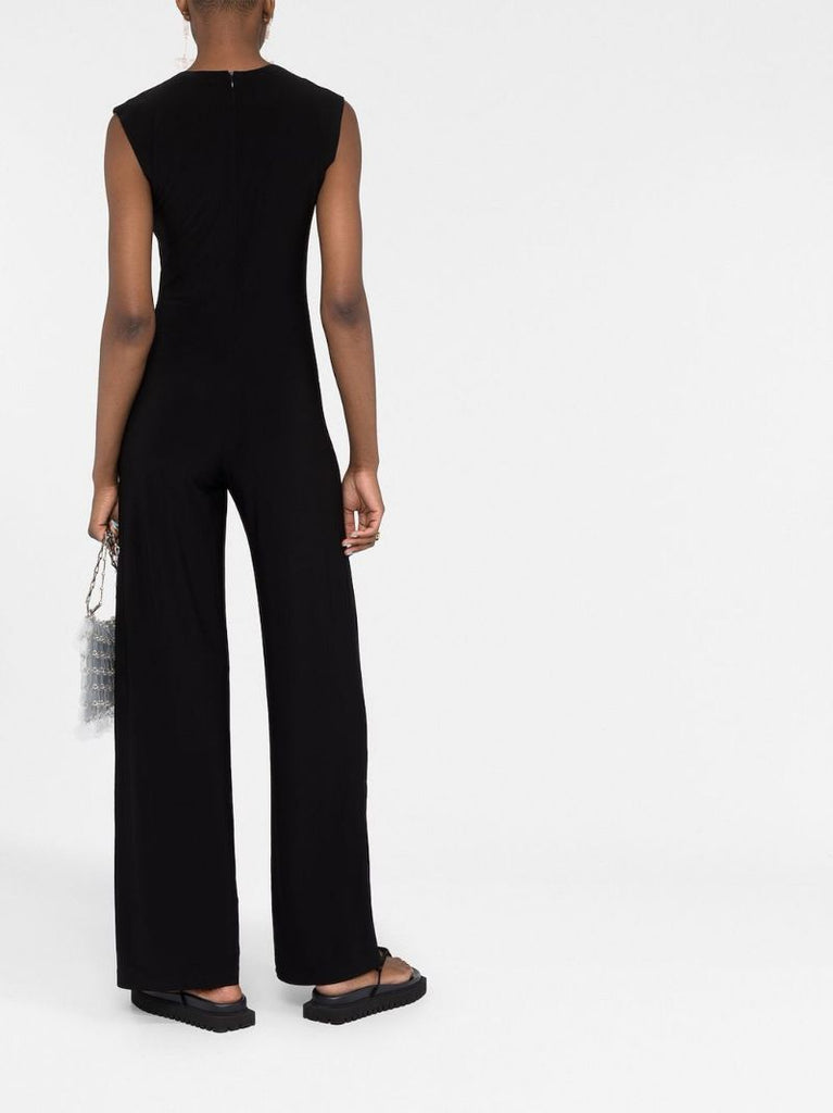 Black Sleeveless Straight-leg Jumpsuit