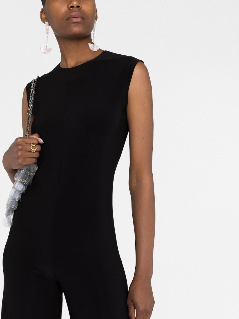 Black Sleeveless Straight-leg Jumpsuit
