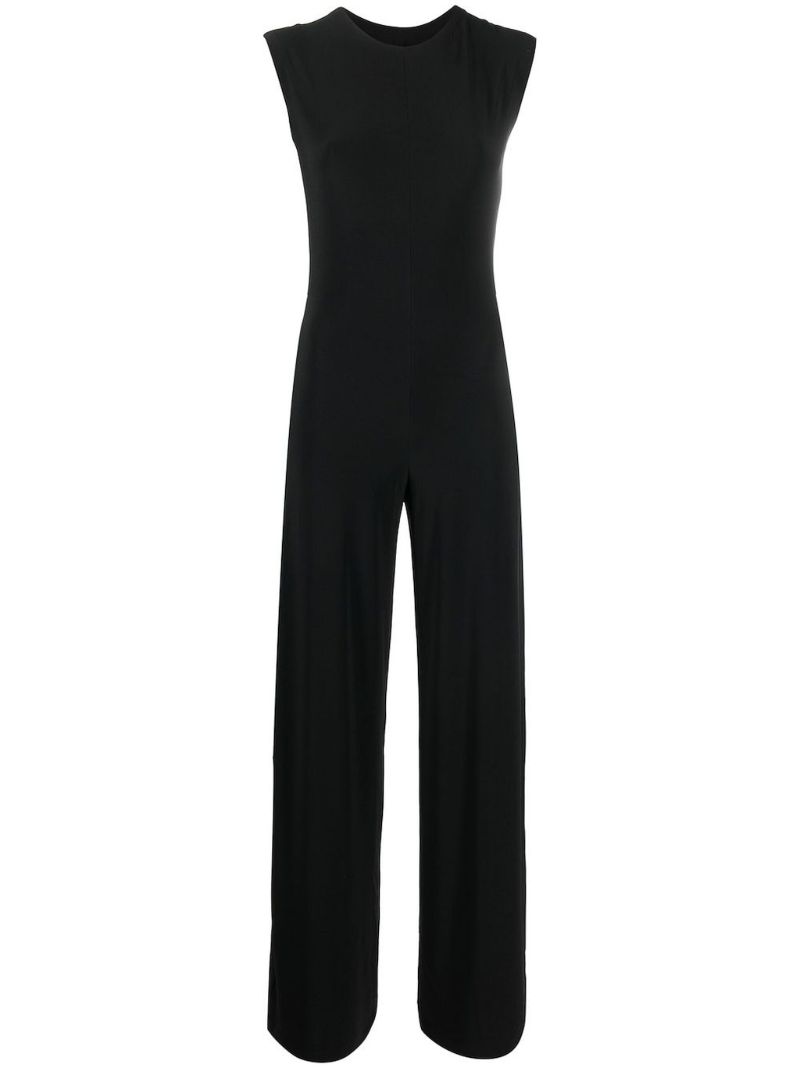 Black Sleeveless Straight-leg Jumpsuit