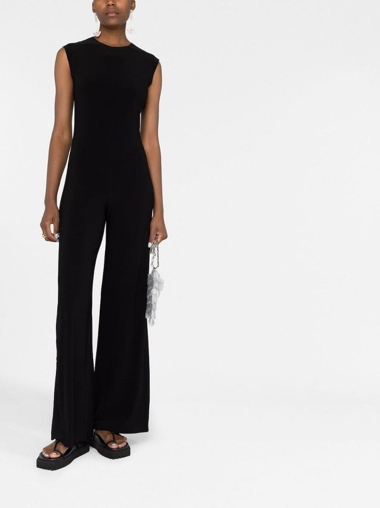 Black Sleeveless Straight-leg Jumpsuit