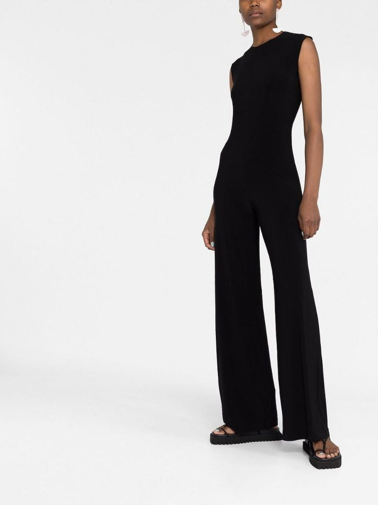 Black Sleeveless Straight-leg Jumpsuit