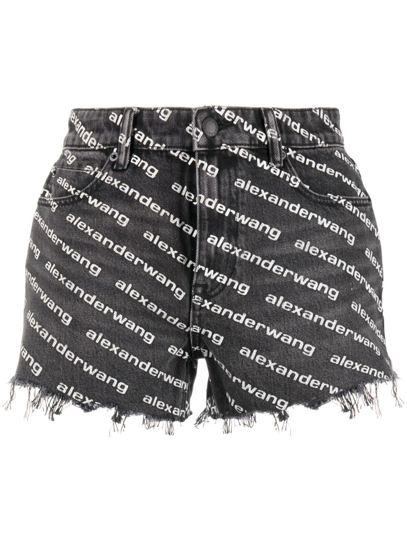 Black Bite Logo Denim Shorts