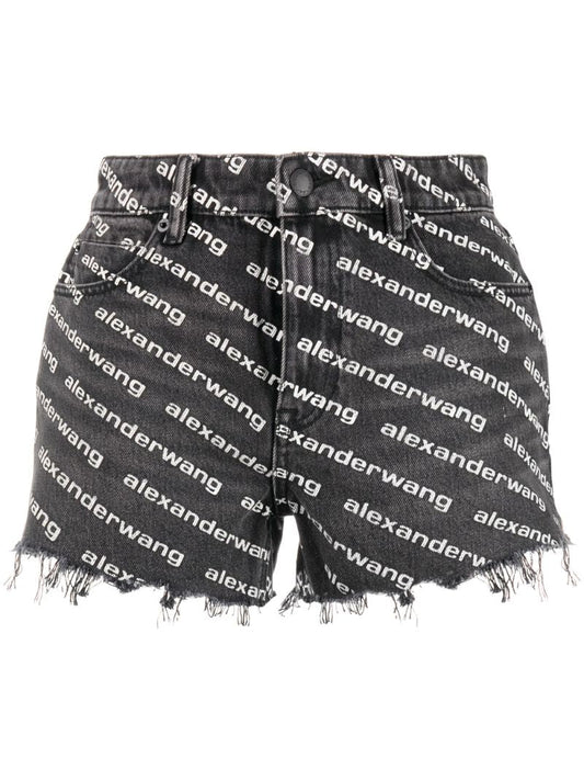 Black Bite Logo Denim Shorts