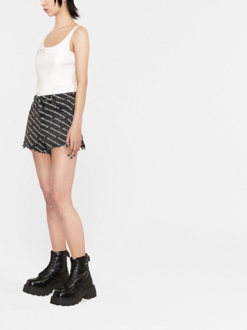 Black Bite Logo Denim Shorts