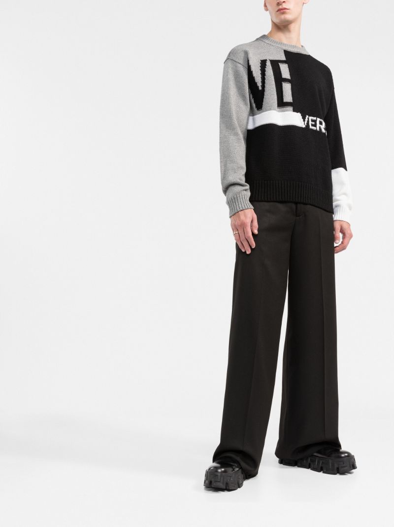 Black Logo Intarsia Wool Sweater