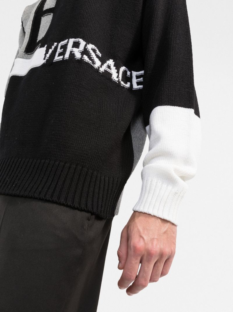 Black Logo Intarsia Wool Sweater