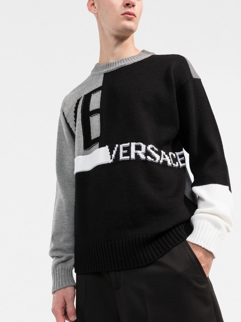 Black Logo Intarsia Wool Sweater