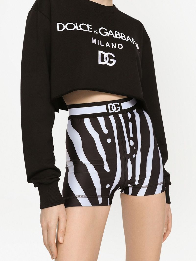 Black Logo Print Cropped Cotton Sweatshirt