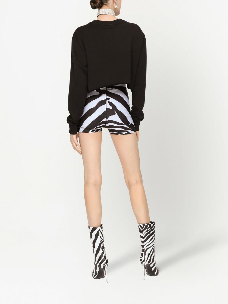 Black Logo Print Cropped Cotton Sweatshirt
