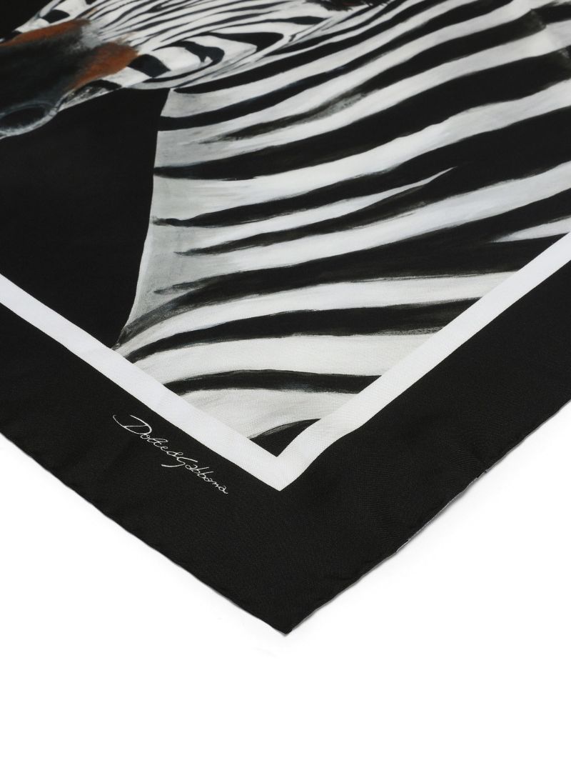 Black Zebra Print Silk Scarf