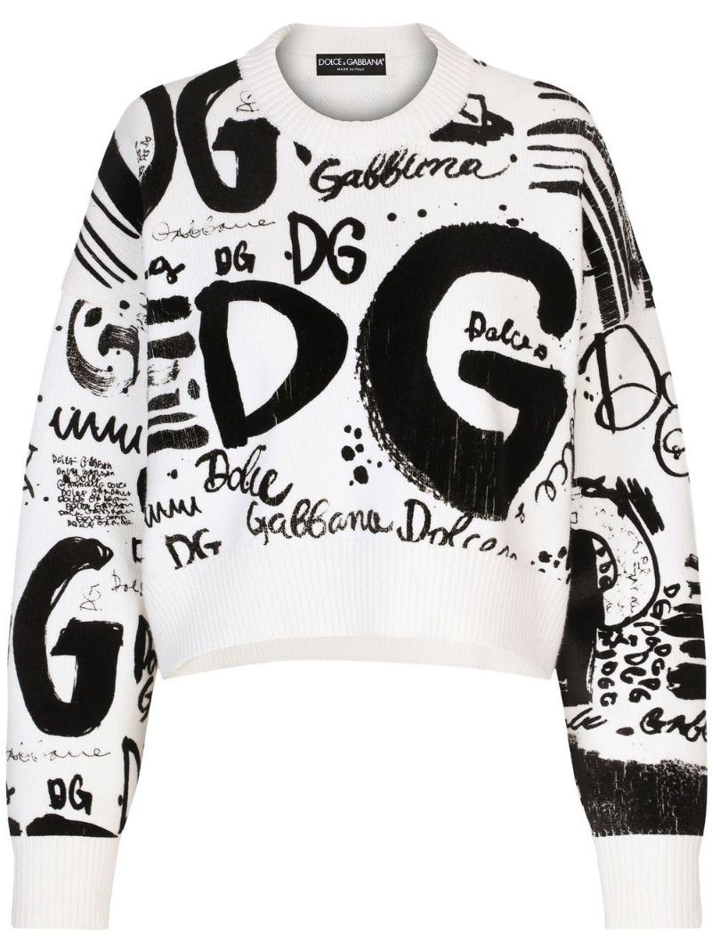 White Logo Wool Sweater