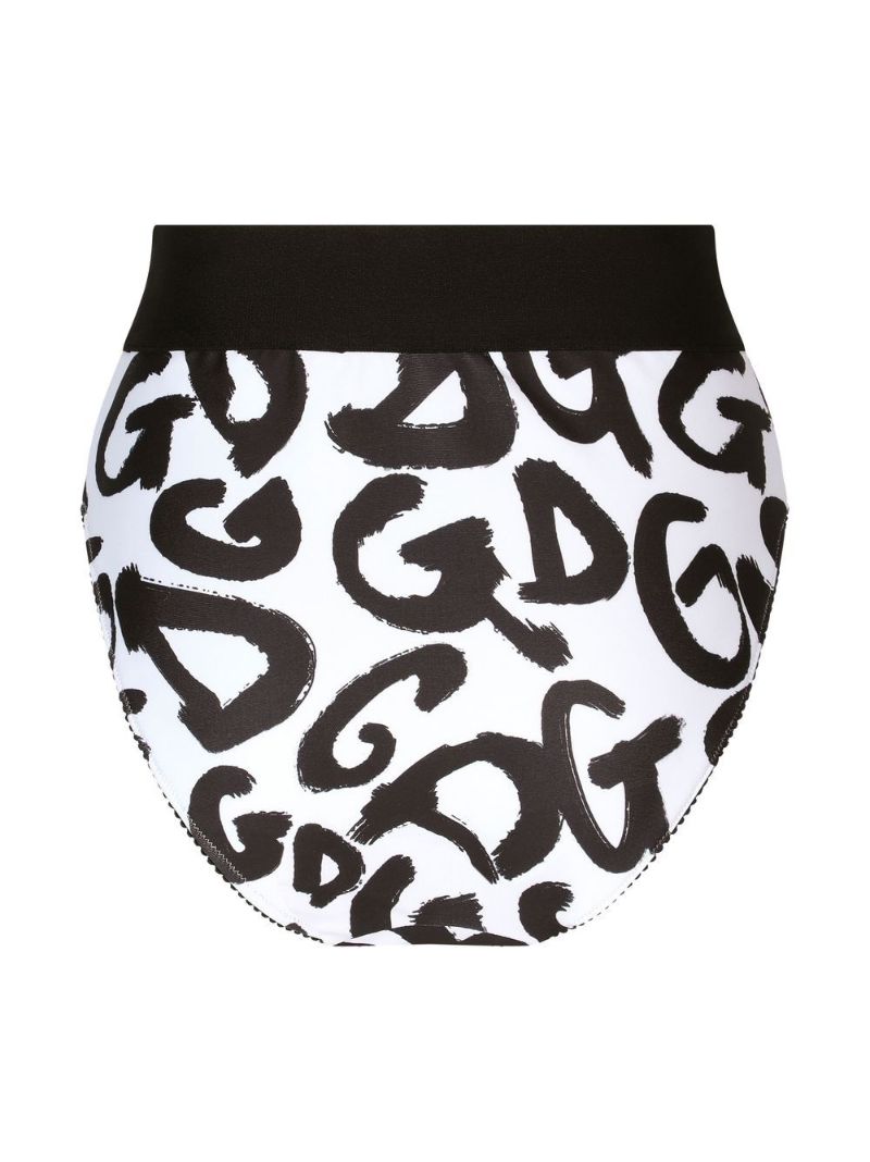 White Graffiti Logo Print Briefs