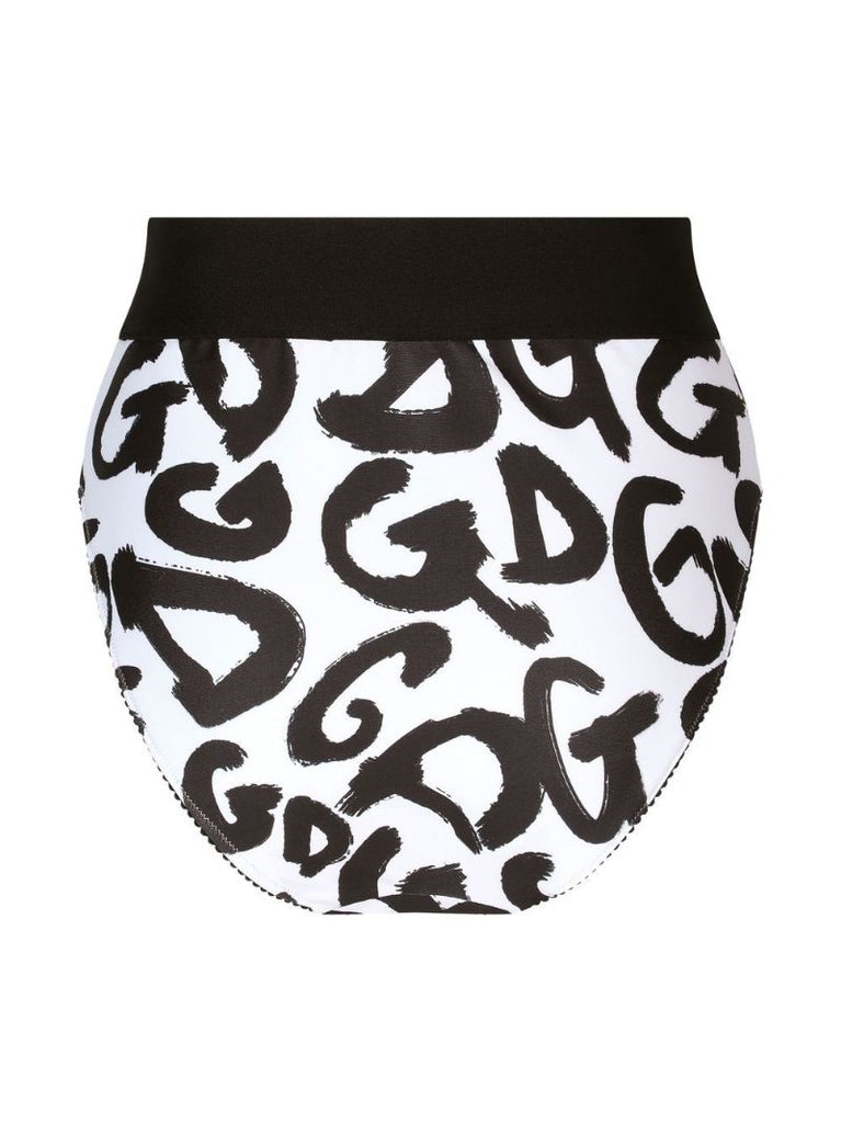 White Graffiti Logo Print Briefs