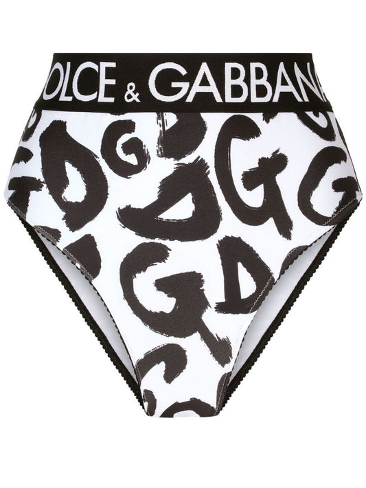 White Graffiti Logo Print Briefs