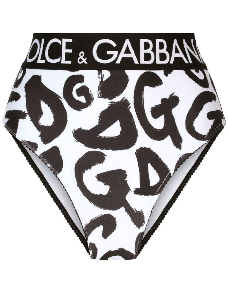 White Graffiti Logo Print Briefs