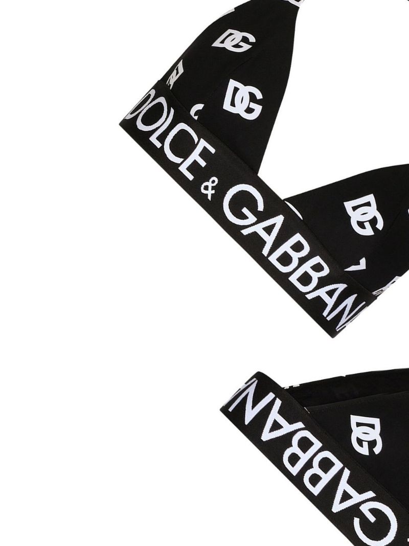 Black Logo Print Triangle Bikini