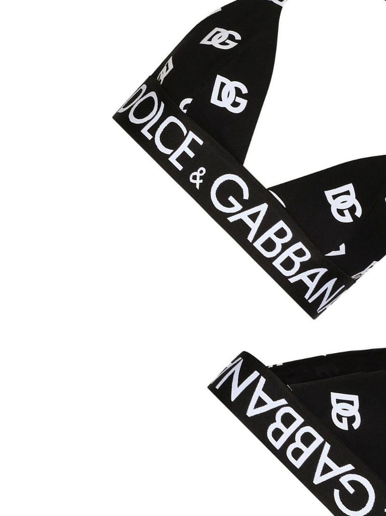 Black Logo Print Triangle Bikini
