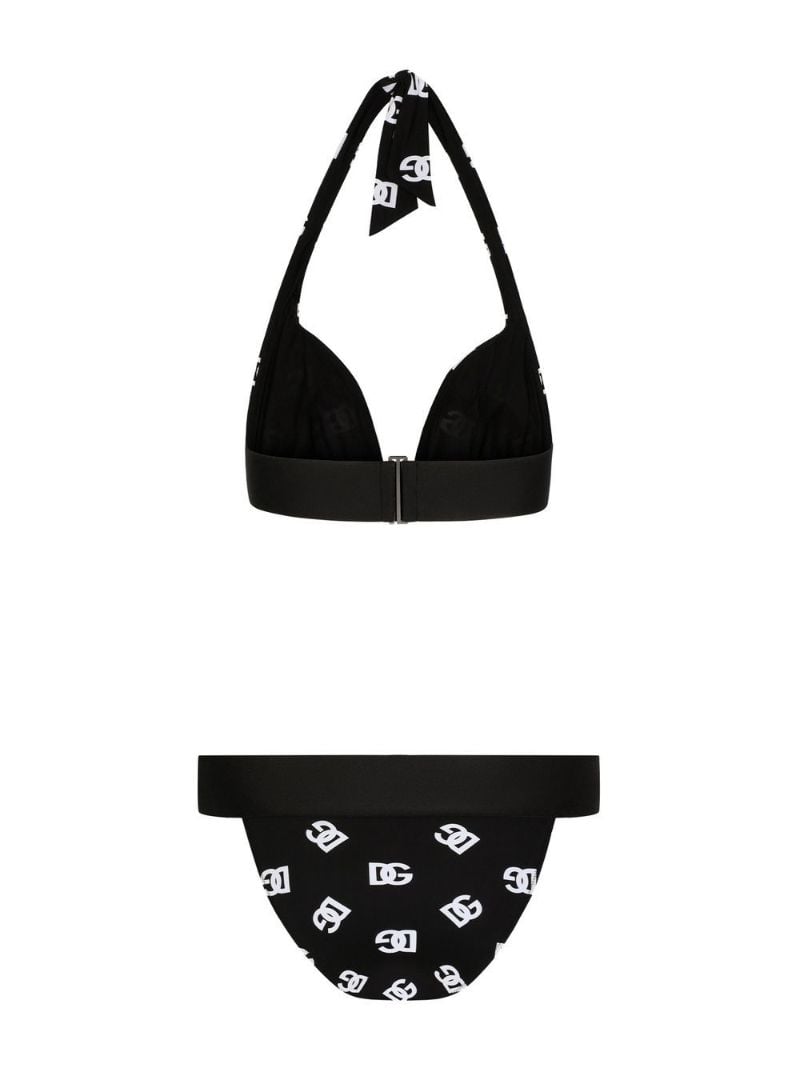 Black Logo Print Triangle Bikini