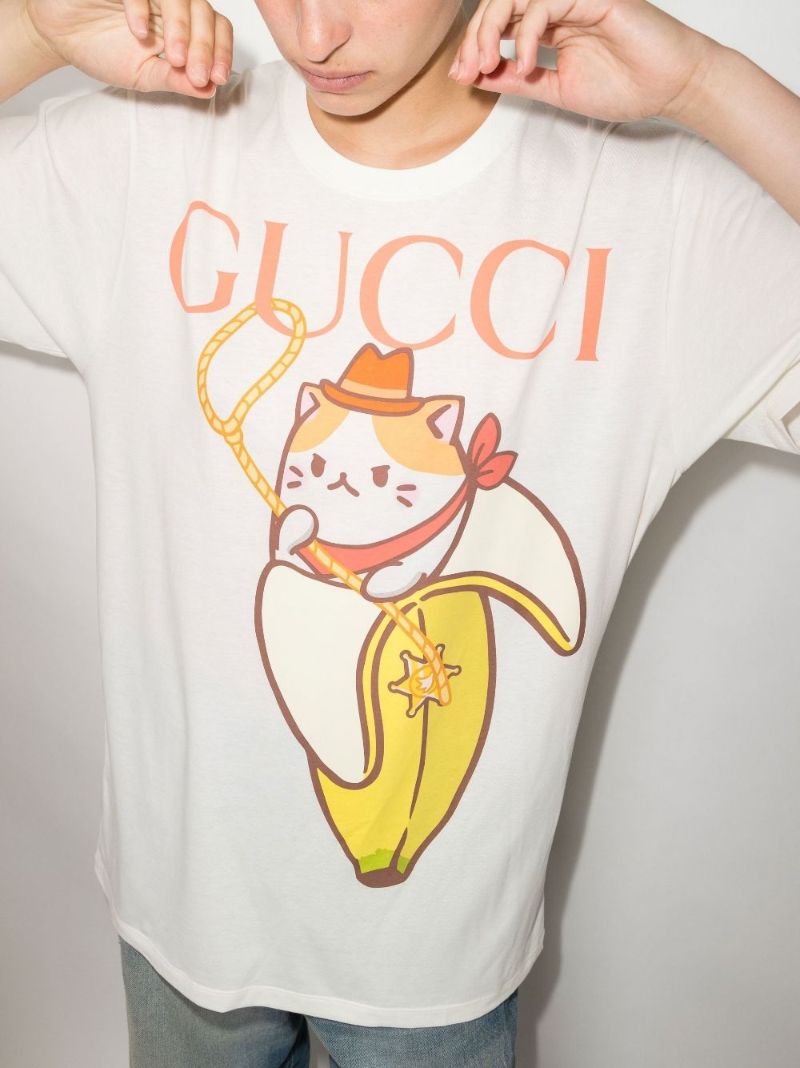 X Bananya White Logo Cotton T-shirt