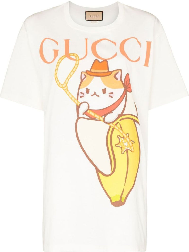 X Bananya White Logo Cotton T-shirt