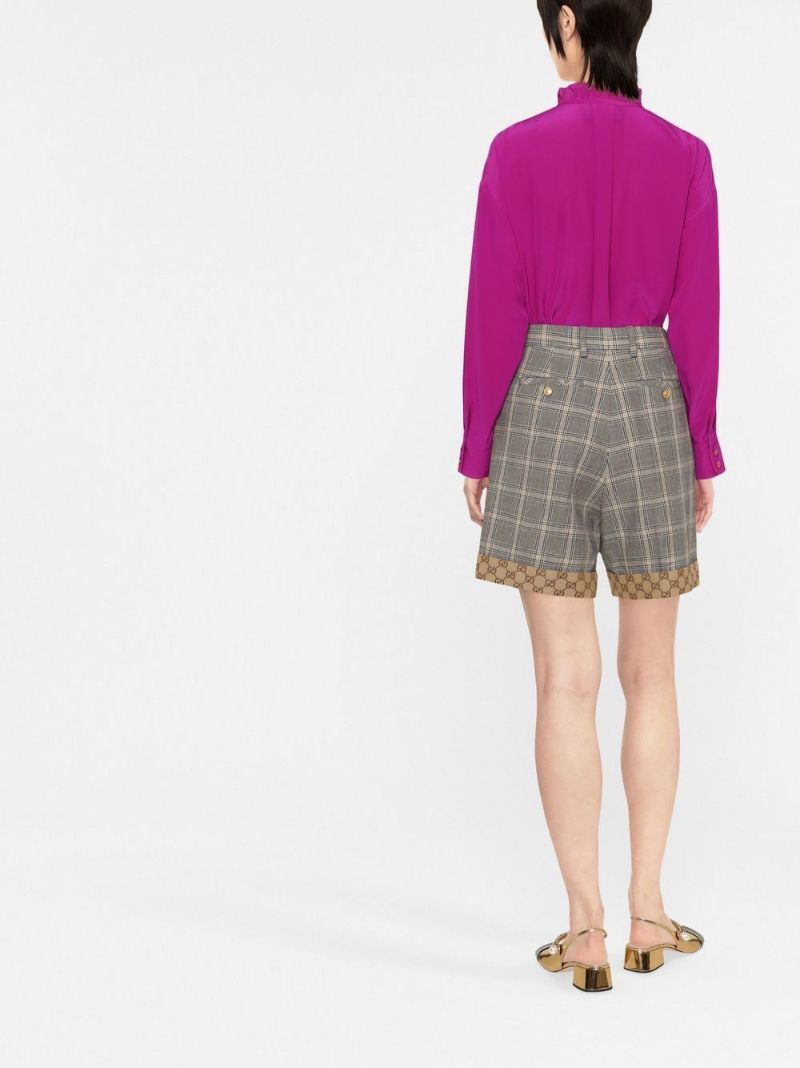 Grey Prince of Wales  Check Print Tailored Shorts