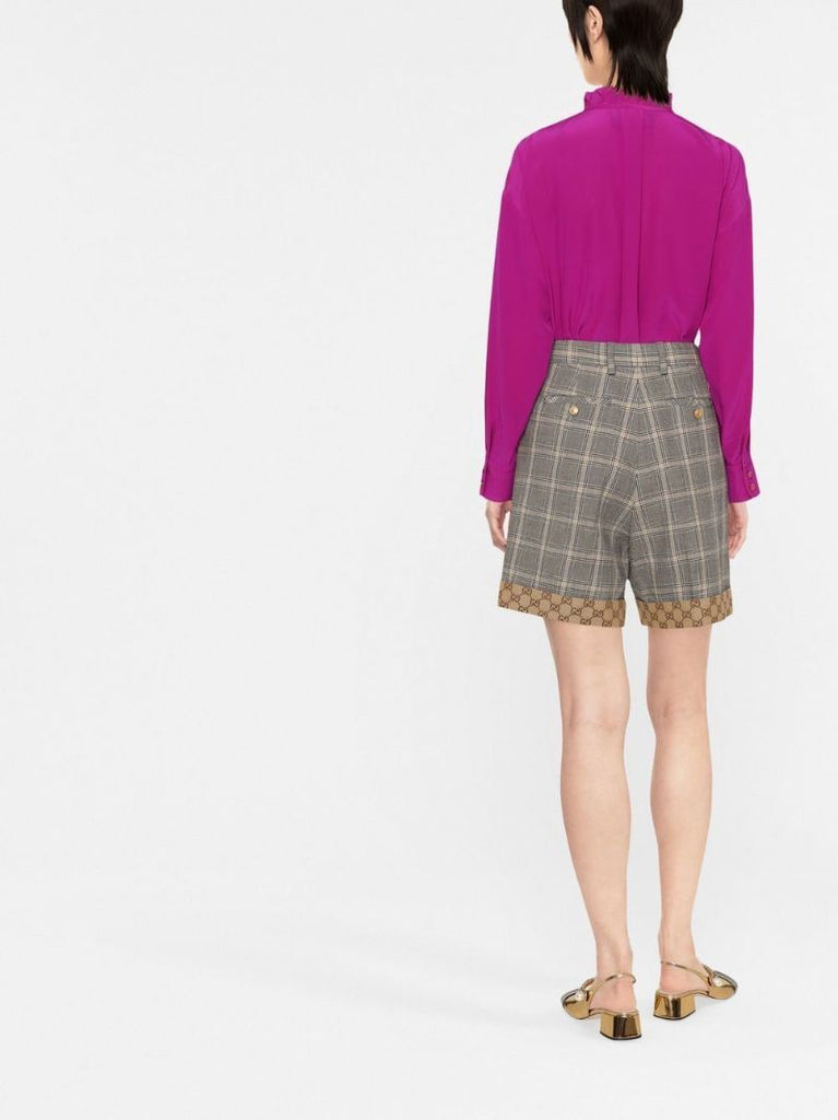 Grey Prince of Wales  Check Print Tailored Shorts