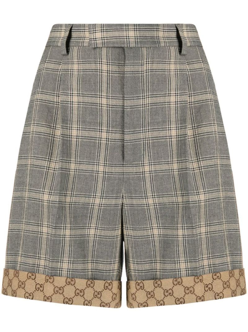Grey Prince of Wales  Check Print Tailored Shorts