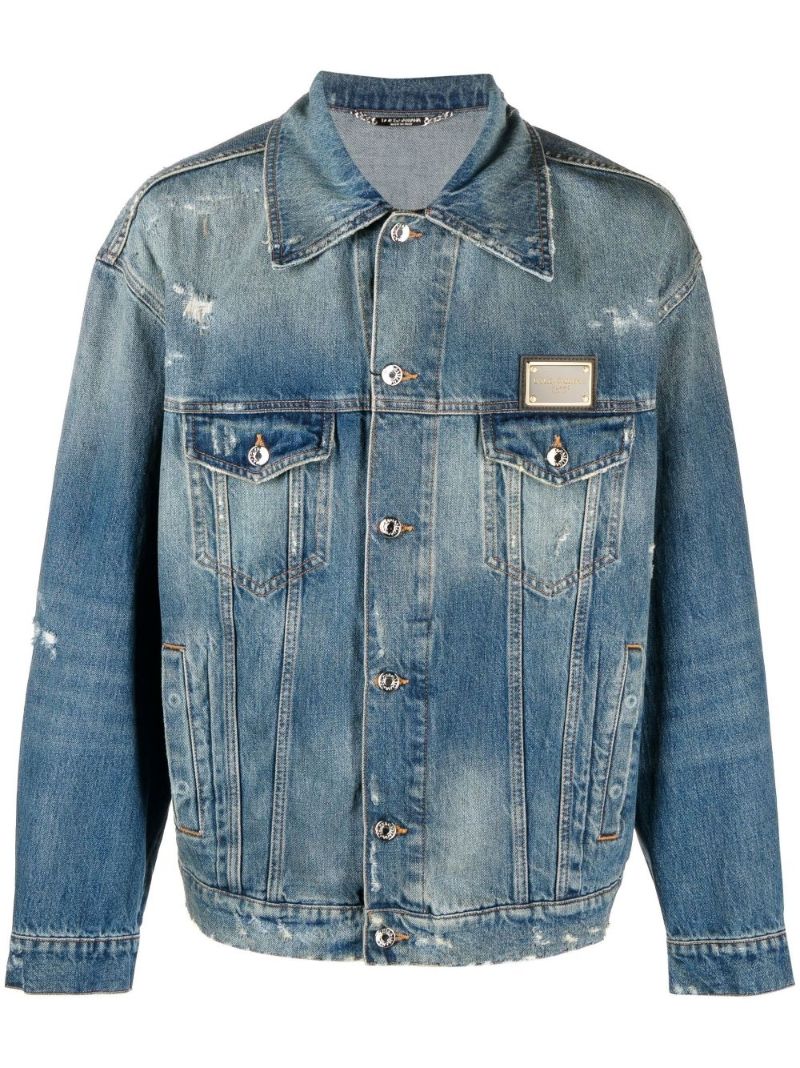 Blue Distressed Denim Jacket