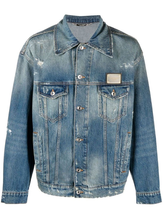 Blue Distressed Denim Jacket