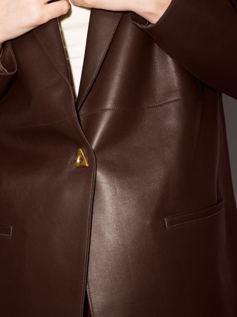 Brown Mercedes Single-breasted Leather Blazer