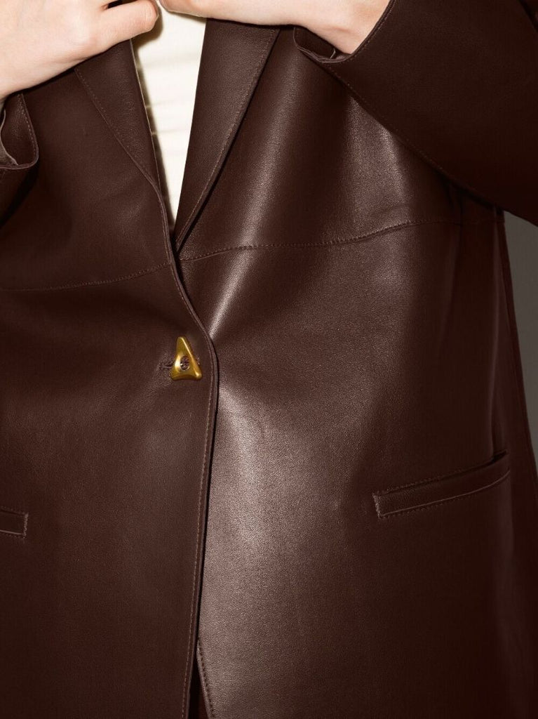 Brown Mercedes Single-breasted Leather Blazer