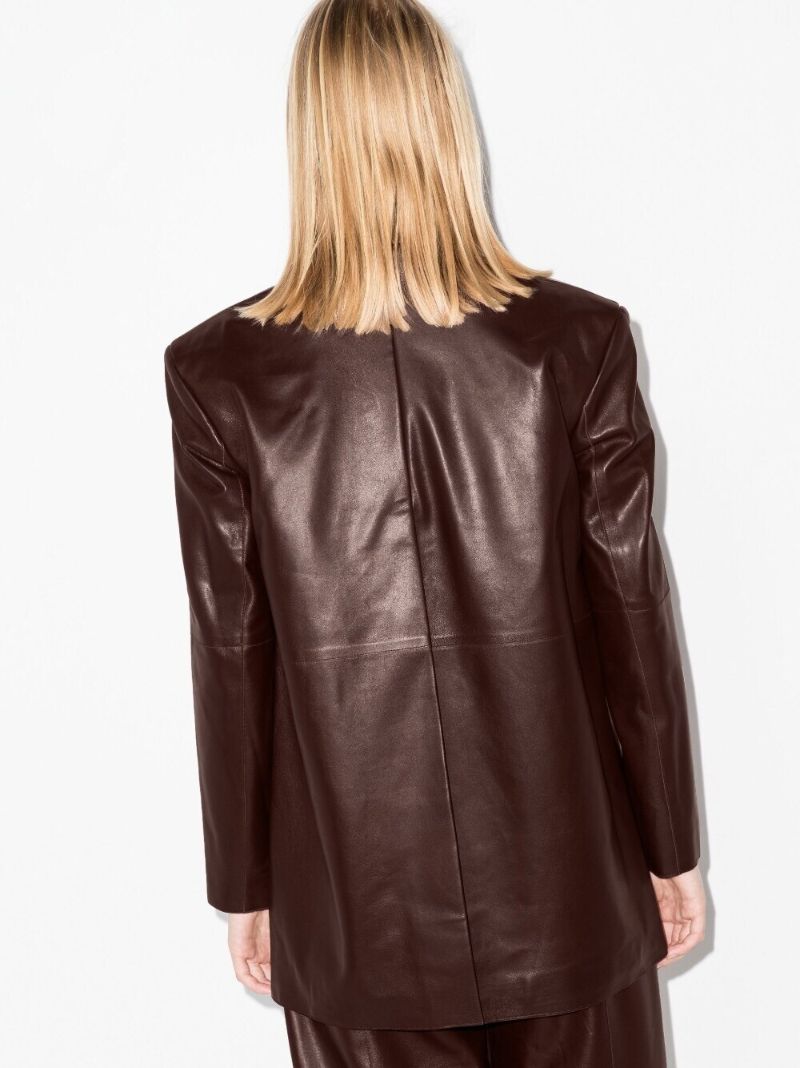 Brown Mercedes Single-breasted Leather Blazer