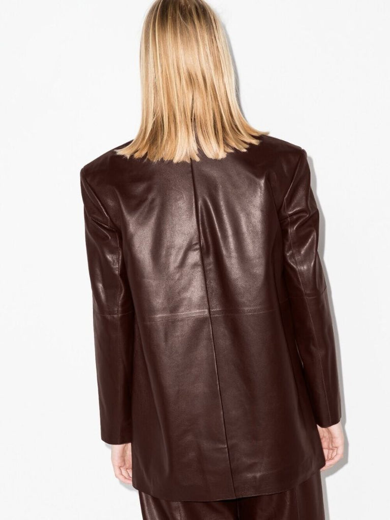 Brown Mercedes Single-breasted Leather Blazer