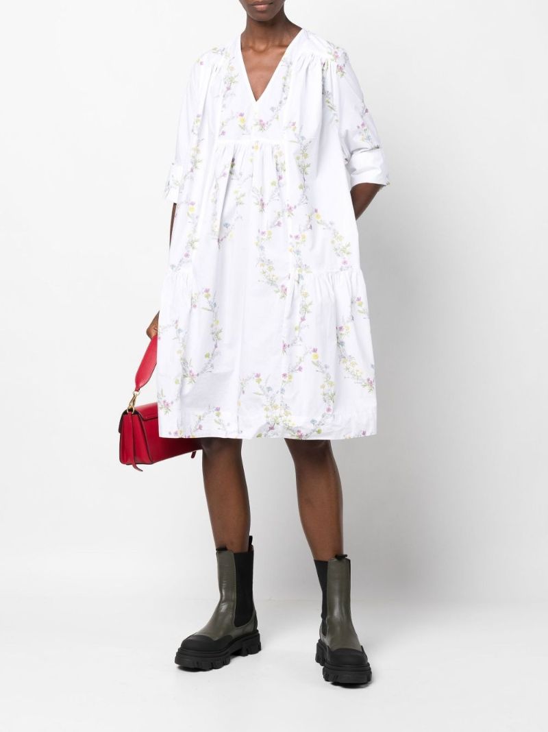 White Embroidered Tiered Mini Dress