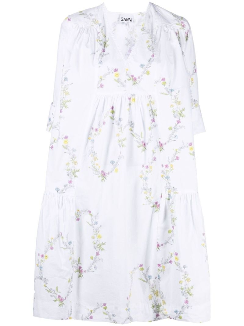 White Embroidered Tiered Mini Dress
