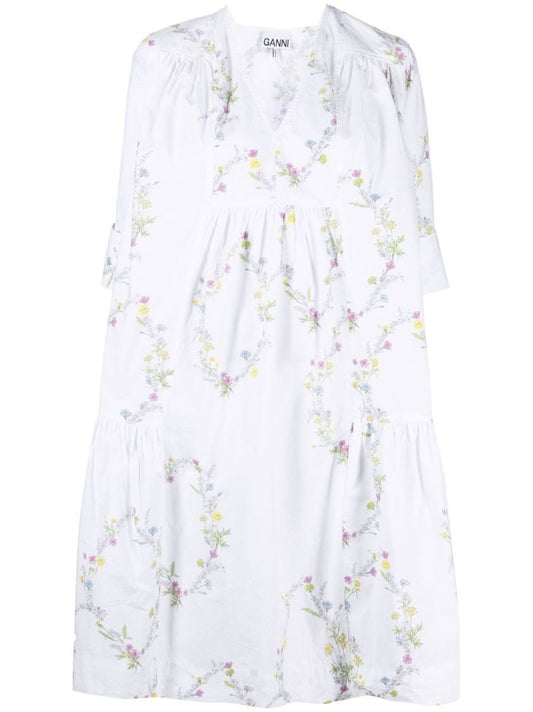 White Embroidered Tiered Mini Dress