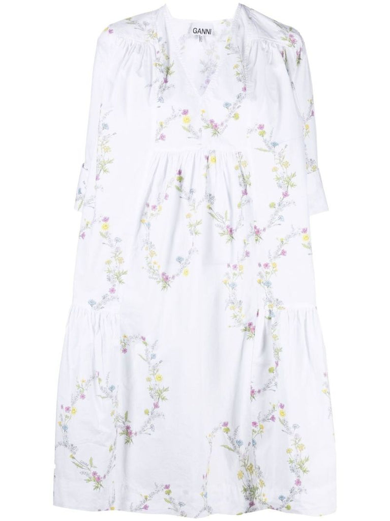 White Embroidered Tiered Mini Dress