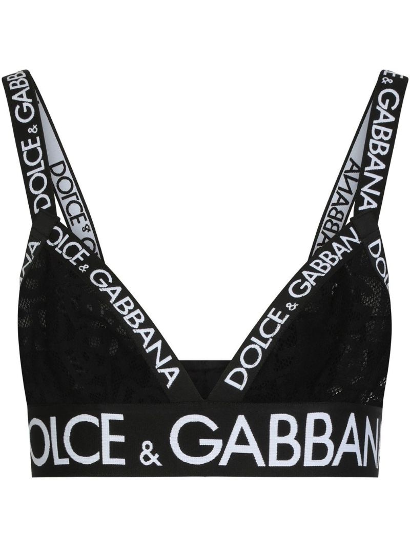 Black Logo Jacquard Triangle Bra