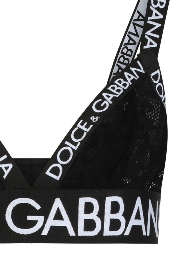 Black Logo Jacquard Triangle Bra