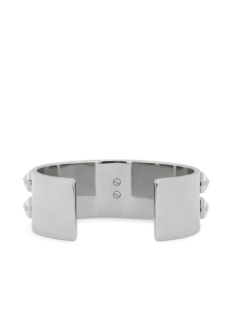 Silver-tone Studded Logo Cuff Bracelet