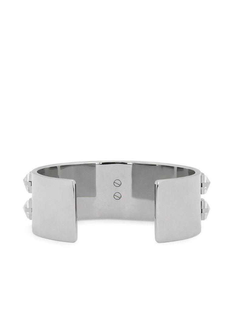 Silver-tone Studded Logo Cuff Bracelet