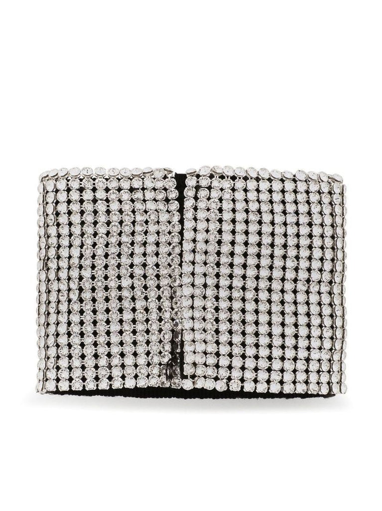 Black Crystal Mesh Bracelet with Logo