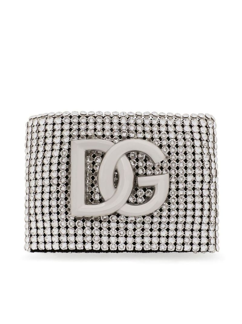 Black Crystal Mesh Bracelet with Logo
