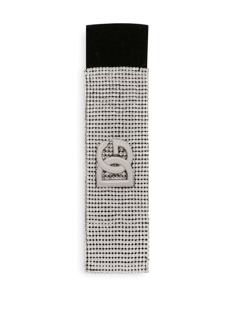 Black Crystal Mesh Bracelet with Logo