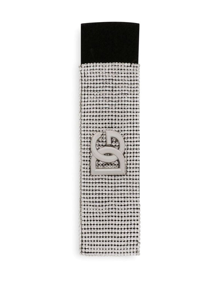Black Crystal Mesh Bracelet with Logo