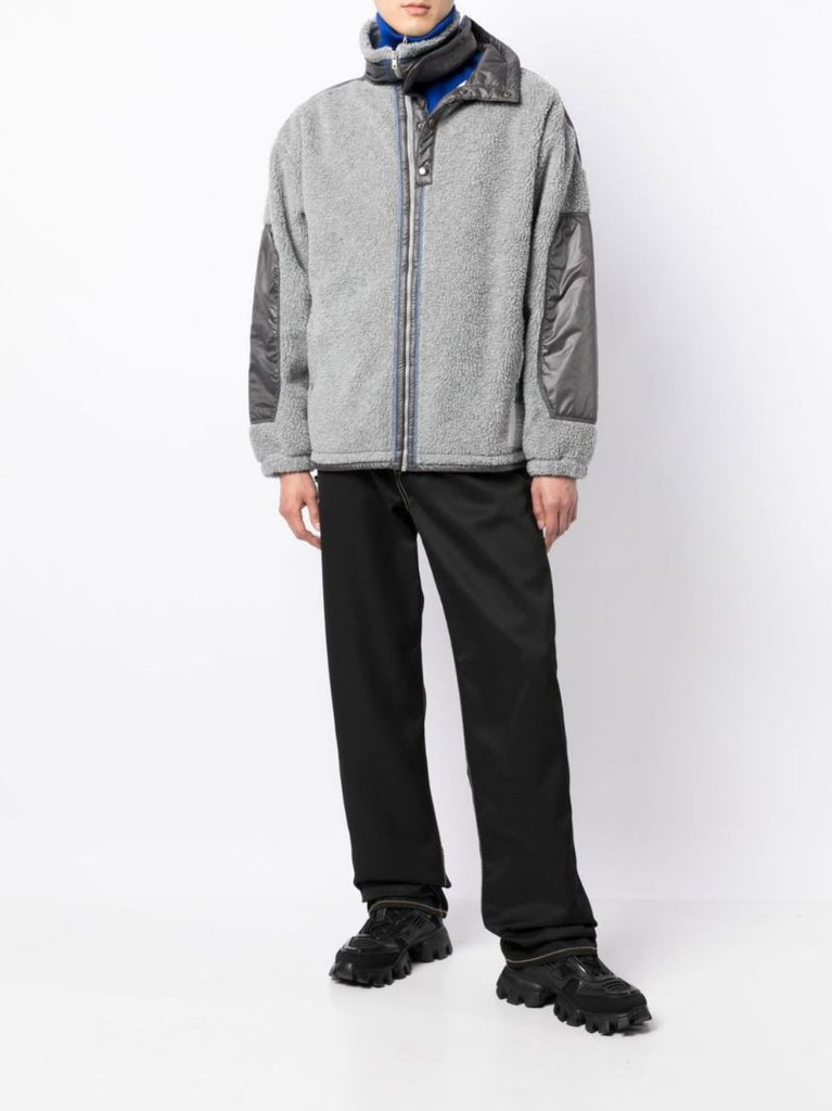Grey Double Collar Fleece Jacket