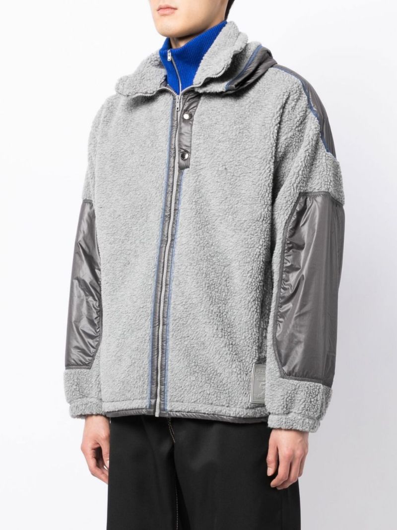Grey Double Collar Fleece Jacket